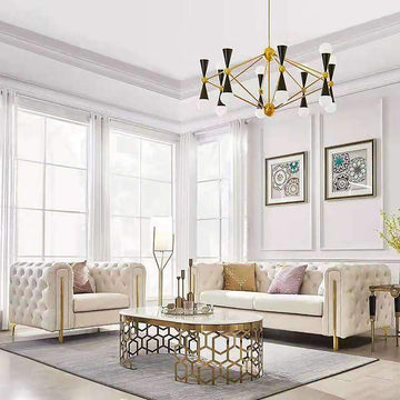86.6" Modern White Leath-aire Upholstered Sofa & Chair Living Room Set of 2-Richsoul-Furniture,Living Room Furniture,Living Room Sets